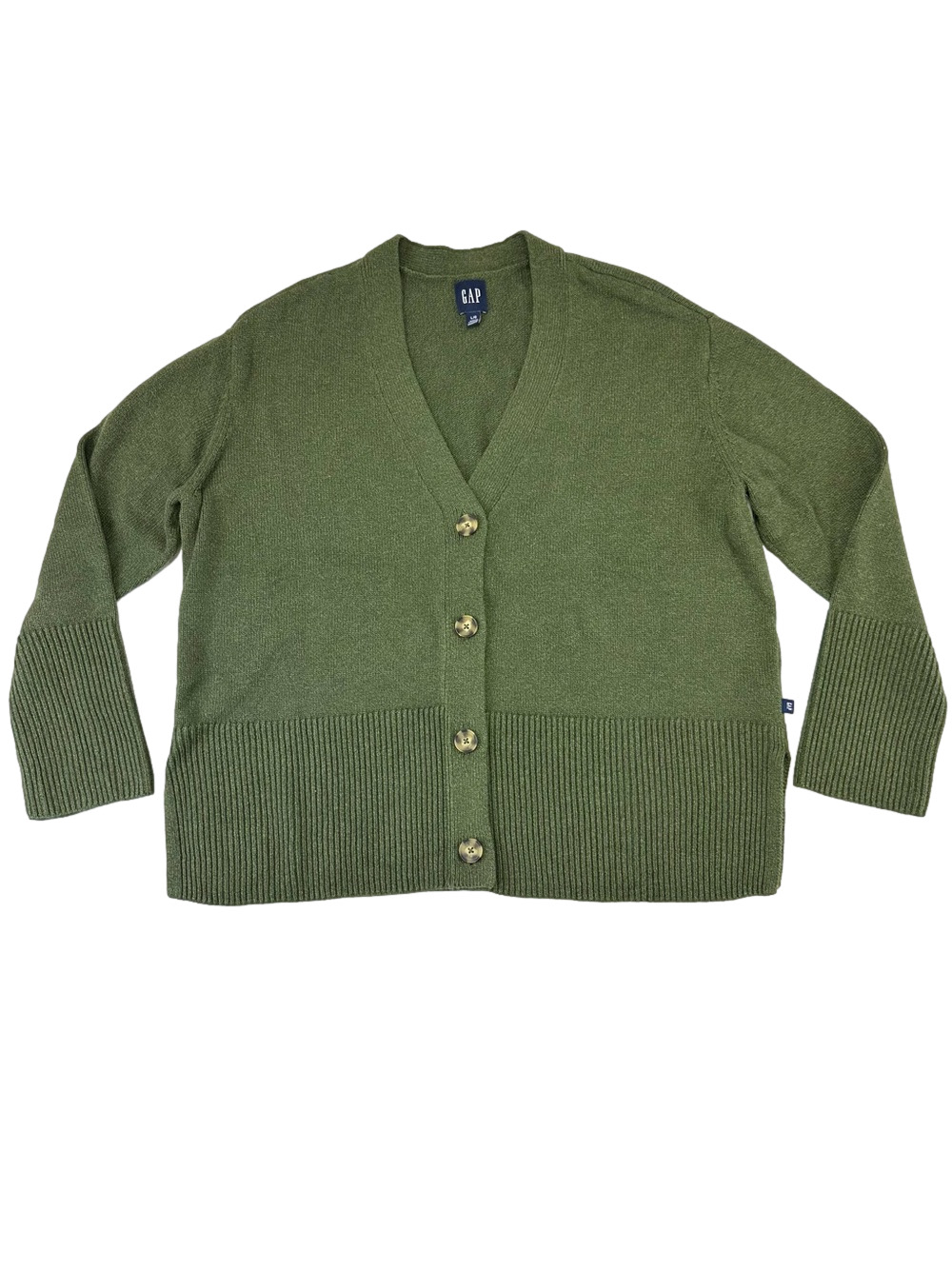 Gap cotton womens cardigan Large Vneck 4 button Boyfriend sweater relaxed fit